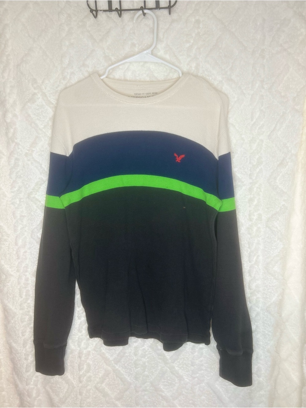 Men's Y2K Vintage Color block Striped Crewneck Sweater